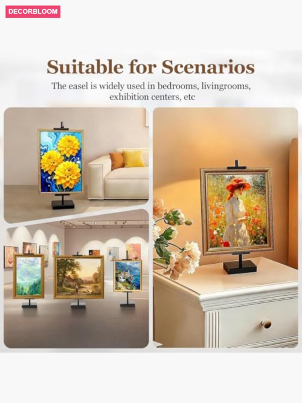 Tabletop Easel Display Stand for Photos Artwork Metal Adjustable Black - Picture 3 of 7